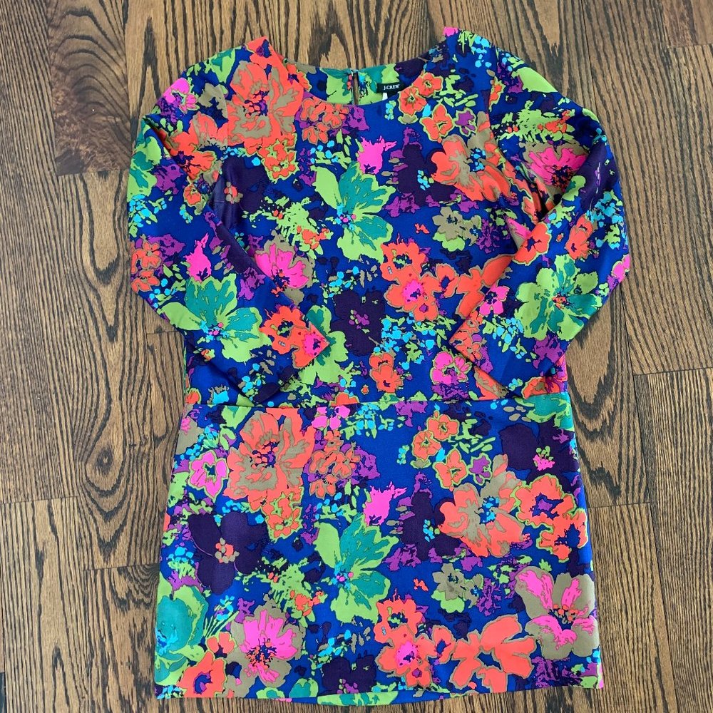 J Crew Floral Silk Shift Dress w/ Pockets